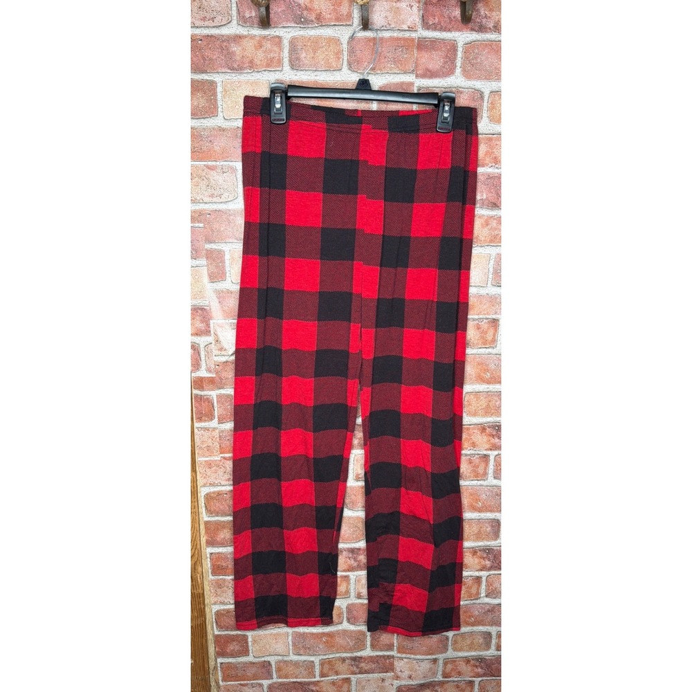 Red Black Buffalo Plaid Pajama Pants Women Large Cotton Blend Lounge Sleepwear